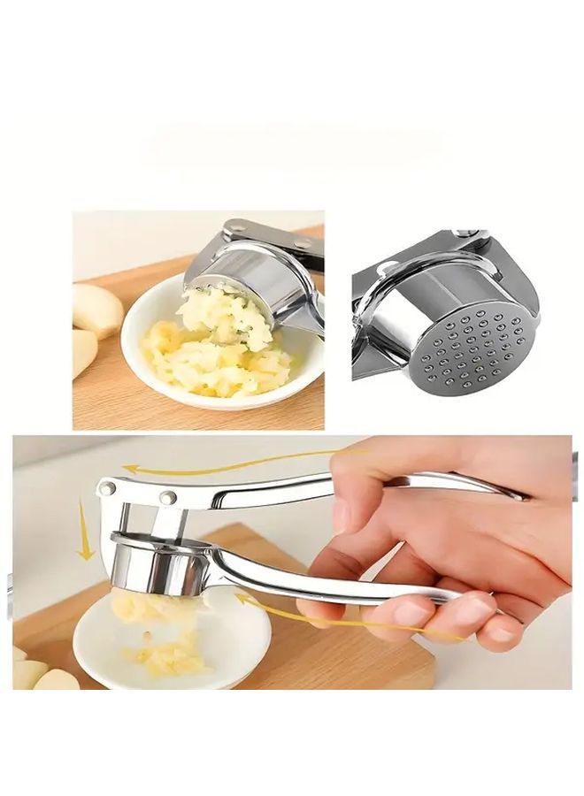 Stainless Steel Garlic Press Heavy Duty Manual Crusher Multi Functional Mincer Silvery - Image 5