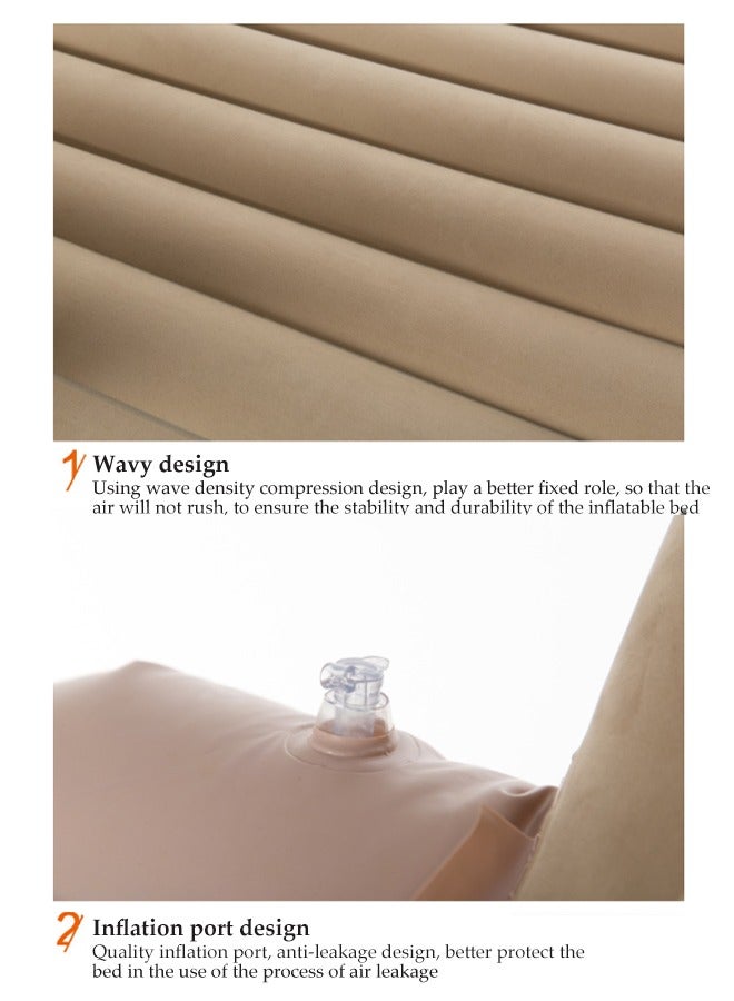 Car Inflatable Air Mattress Cushion Bed PVC Flocking Fabric Car Inflatable Mattress with Electric Pump Portable Thickened Travel Camping Air Cushion Bed Suitable for Home，Outdoor, and Travel ect  - Image 2
