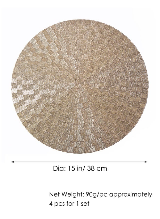 DB Innov. Golden Metallic Round Placemats,4 Pcs Vinyl Hollow Placemats, Non-Slip Stain Heat Resistant Place Mats for Dining Table, 15x15 Inch - Image 2