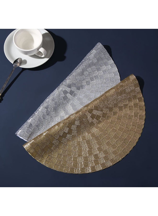 DB Innov. Golden Metallic Round Placemats,4 Pcs Vinyl Hollow Placemats, Non-Slip Stain Heat Resistant Place Mats for Dining Table, 15x15 Inch - Image 4