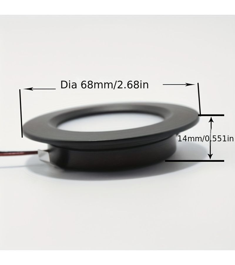 Black Housing Recessed LED Downlight 12V 3W 6000K Ultra Thin Cabinet Light D68mm H14mm For Kitchen Stairs Garage Bathroom Sauna Hallway Display Lighting - Image 5