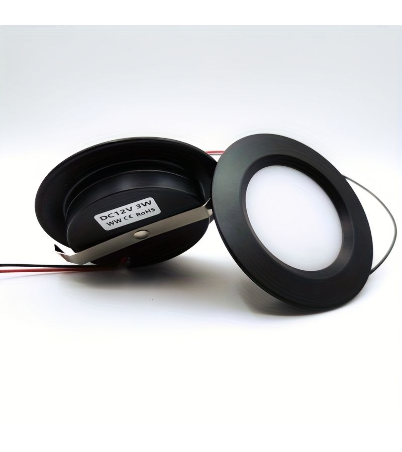 Black Housing Recessed LED Downlight 12V 3W 6000K Ultra Thin Cabinet Light D68mm H14mm For Kitchen Stairs Garage Bathroom Sauna Hallway Display Lighting - Image 4