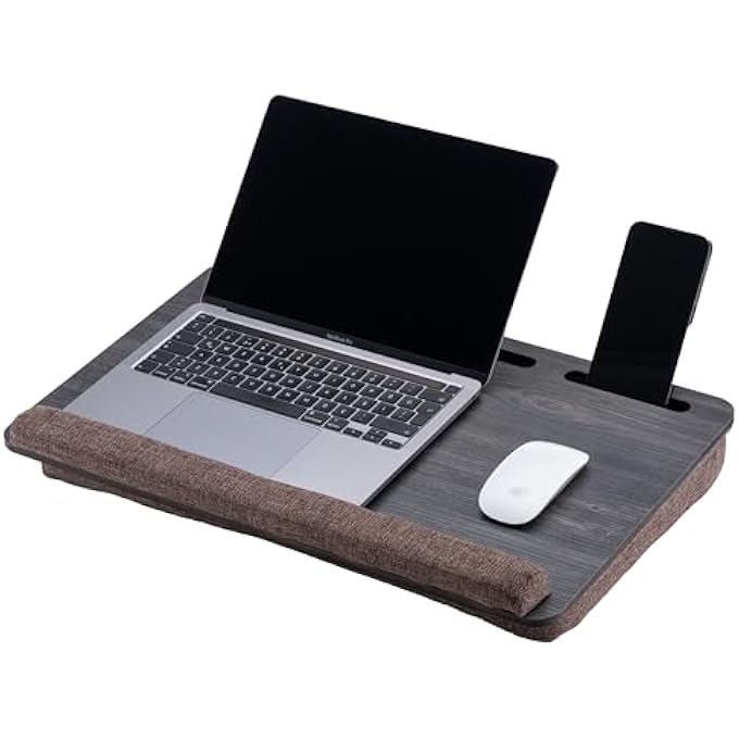 rayihni LAPTOP DESK FOR BED, LAP DESK WITH CUSHION, LAPTOP STAND FOR BED, FITS UP TO 17.3'' LAPTOP, TABLET AND PHONE HOLDER, ERGONOMIC DESIGN, DEVICE HOLDERS, SOFT WRIST PAD - Image 1