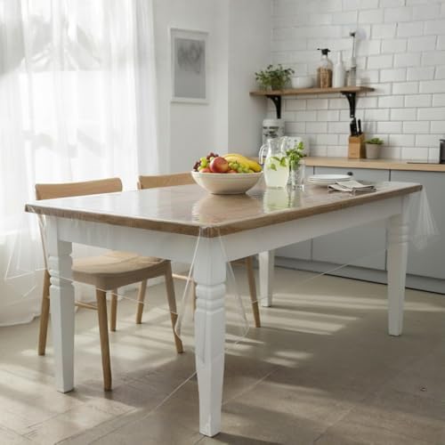 STITCHNEST PVC Transparent 8 Seater Dining Table Cover Without Lace, (60x90 Inches) - Image 3