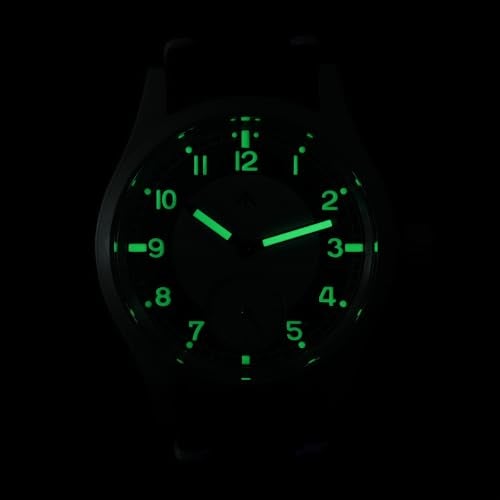 TACTICAL FROG Militado D12 Military Mens Watch VD78 Quartz Sapphire Crystal C3 Super Luminous 36mm Dial Military-Style Dress Watches, 100M Waterproof (White Dial/Black Nylon Strap) - Image 5