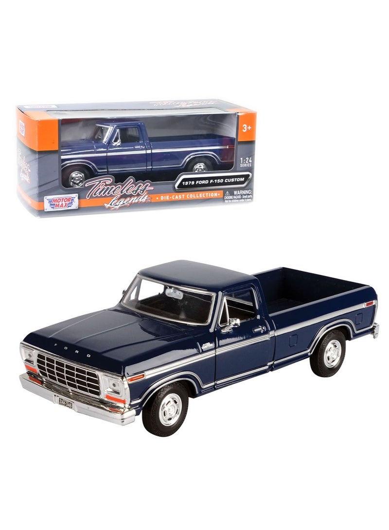 MOTORMAX 1:24 Scale 1979 Ford F-150 Pickup Truck Die-Cast Model – Motormax Collectible Classic Blue Pickup - Image 1