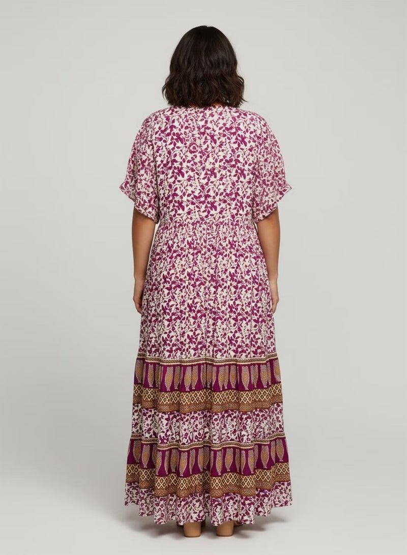 Ginger Plus Boho Floral Print A Line Dress - Image 2