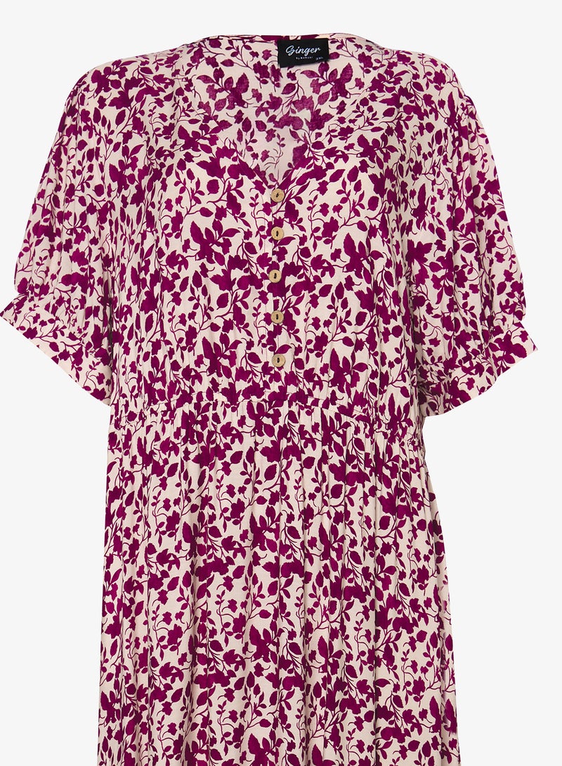 Ginger Plus Boho Floral Print A Line Dress - Image 4