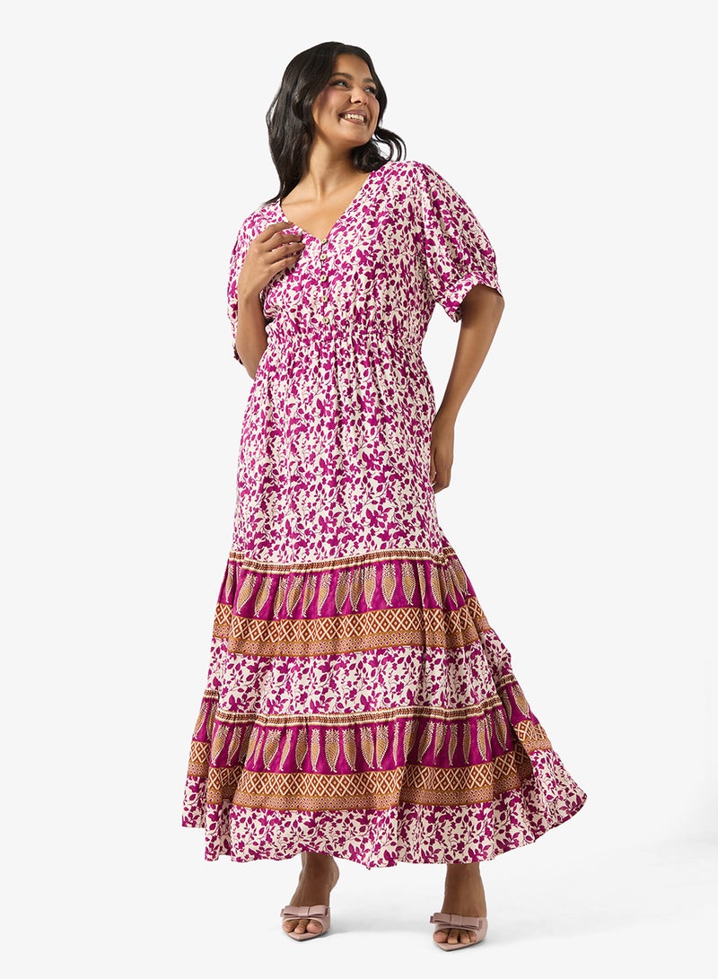 Ginger Plus Boho Floral Print A Line Dress - Image 5