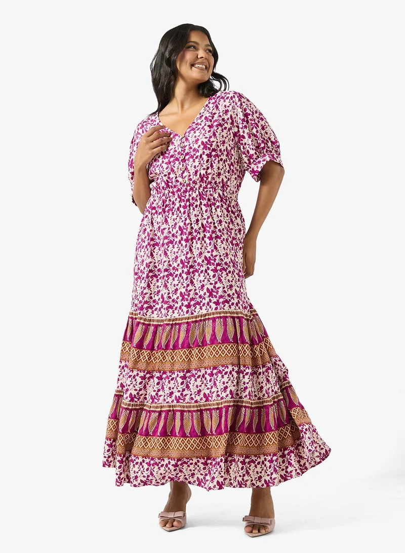 جينجر بلس فستان بوهيمي بطبعة زهور  لاين