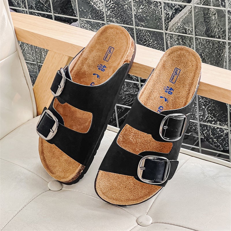 2024 Sandals Lovers Genuine Leather High Version Soft Sole Slippers Slip-In Breathable Lazy Shoes - Image 3