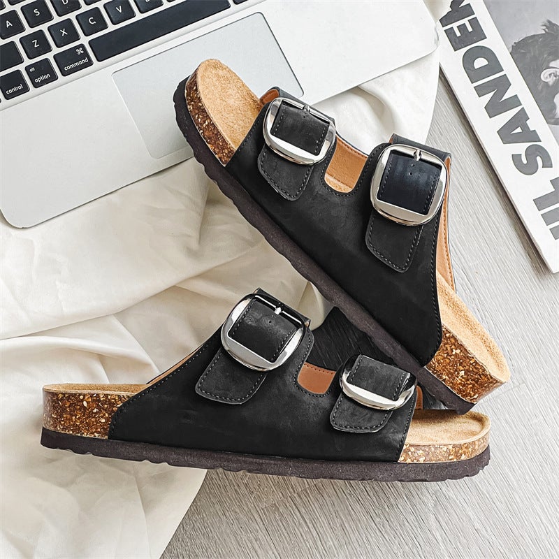 2024 Sandals Lovers Genuine Leather High Version Soft Sole Slippers Slip-In Breathable Lazy Shoes - Image 1