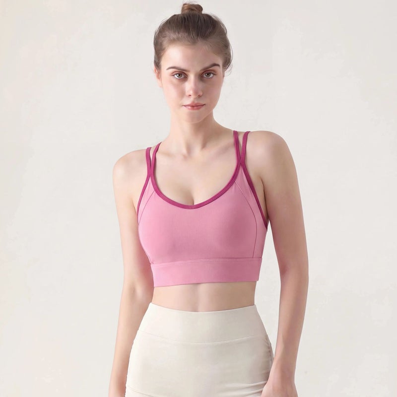 Women's Contrast Racerback Sports Bra for Running, Yoga & Gym - Image 3