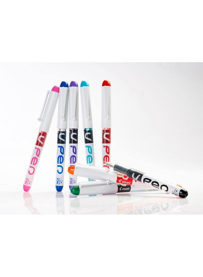PILOT V PEN - Erasable Disposable Fountain Pen - 0.6mm Nib Tip - Medium Line - Wallet Pack of 5 - Blue Ink - Image 4