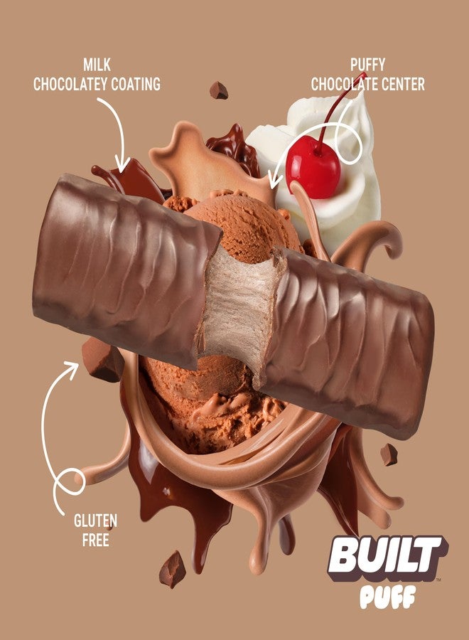 BUILT Bar Puff Protein Bars - Chocolate Milkshake - 17g Protein Snack Bars with Collagen - Calorie Conscious & Gluten Free - 12 Count - Image 2