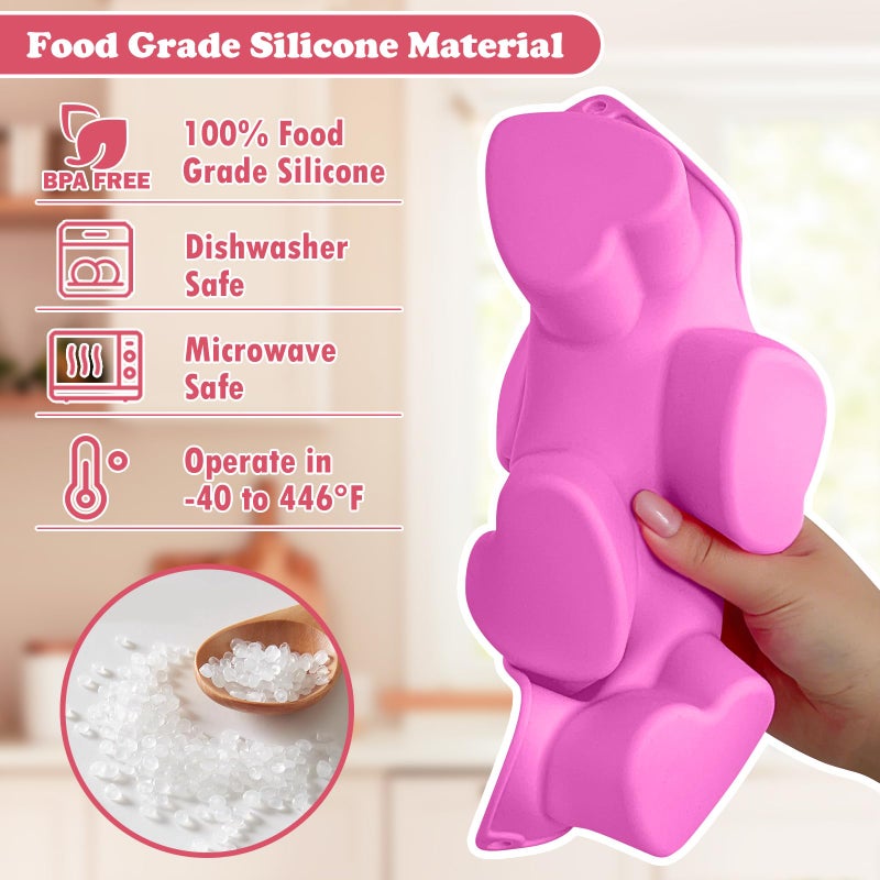 HKNMTT Heart Silicone Molds Valentine's Day for Baking Cake Chocolate Cocoa Bomb, Love Shaped Jello Chocoflan Oreo Moulds, 6 Cavity 2 Pack Soap Craft Oven Safe DIY Handmade Gift Pan - Image 4