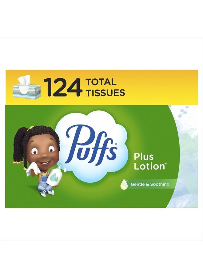 Puffs Plus Lotion Facial Tissue, 1 Family Box, 124 Tissues Per Box  - Image 1