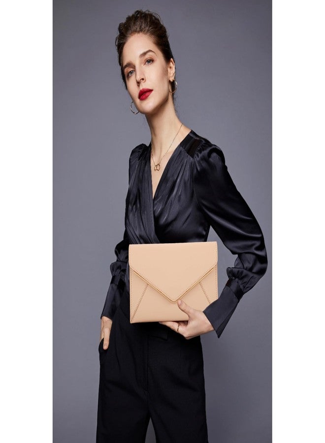 DEXMAY DM DEXMAY Evening Clutch Handbag for Women Elegant Saffiano PU Leather Envelope Handheld Purse Formal Foldover Dressy Bag Nude - Image 2