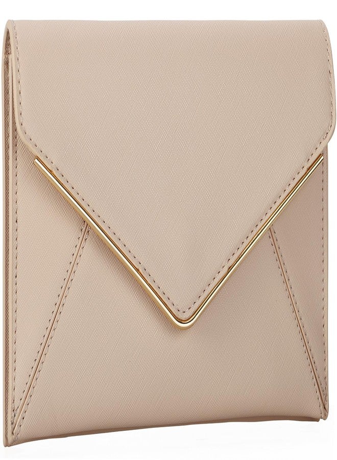 DEXMAY DM DEXMAY Evening Clutch Handbag for Women Elegant Saffiano PU Leather Envelope Handheld Purse Formal Foldover Dressy Bag Nude - Image 1