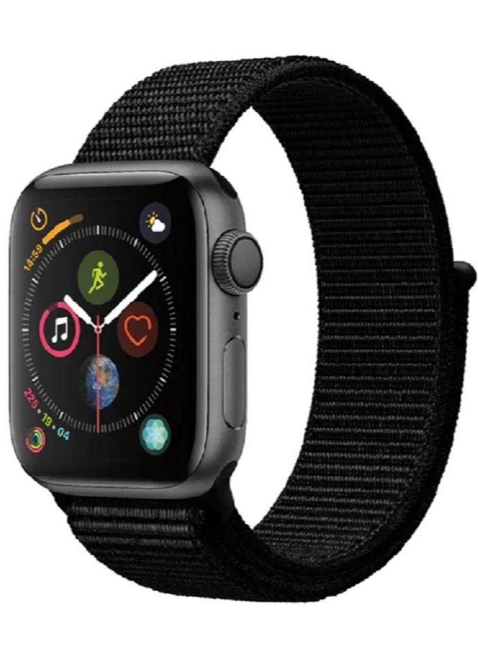 Apple Watch 42mm 44mm 45mm Nylon Sport Loop Band Compatible with iWatch Series 7/SE/6/5/ Black - Image 1