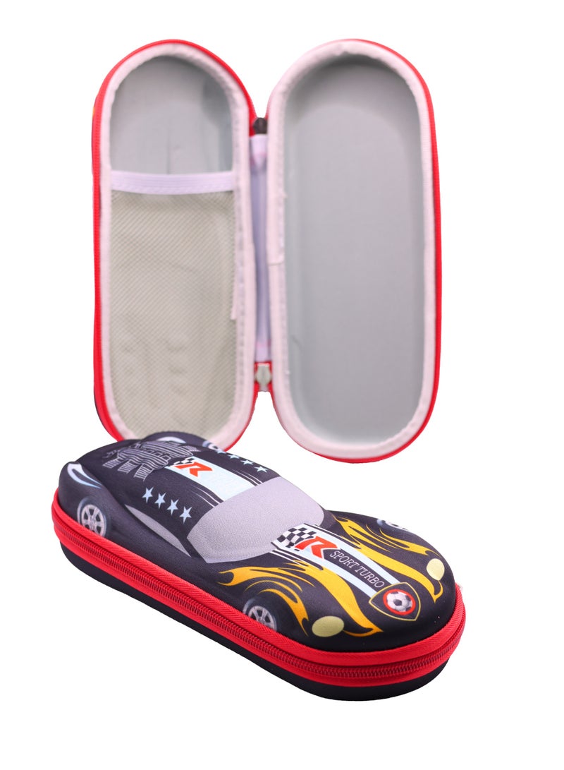 Cool Black Race Car Pencil Box for Boys - Shockproof School Supplies with Rounded Corners, Durable Car Shape Design for Kids 3-12 Years  - Image 2
