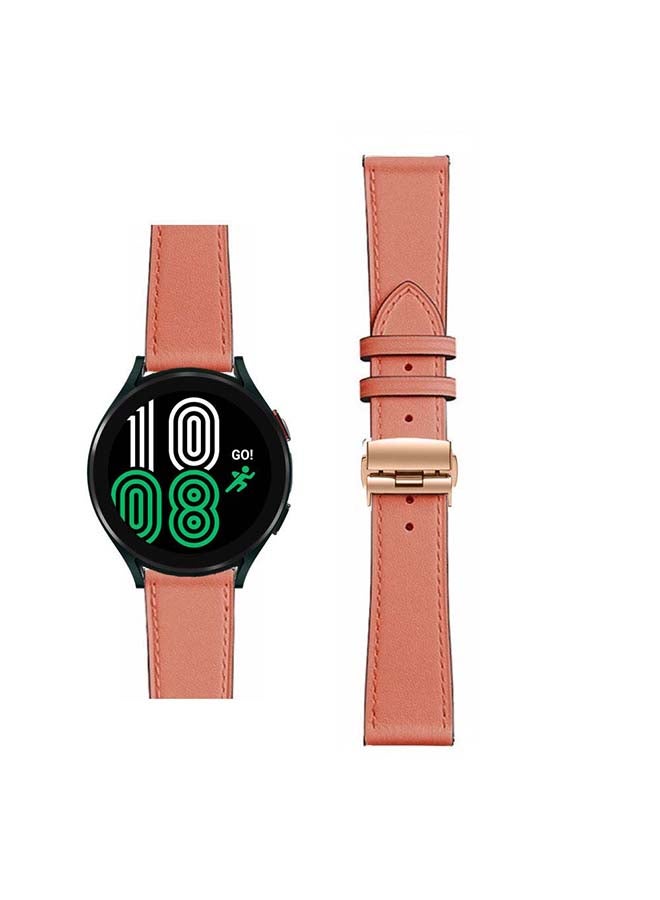 Perfii Genuine Leather Replacement Band for Samsung Galaxy Watch 4 40/44mm Pink - Image 1
