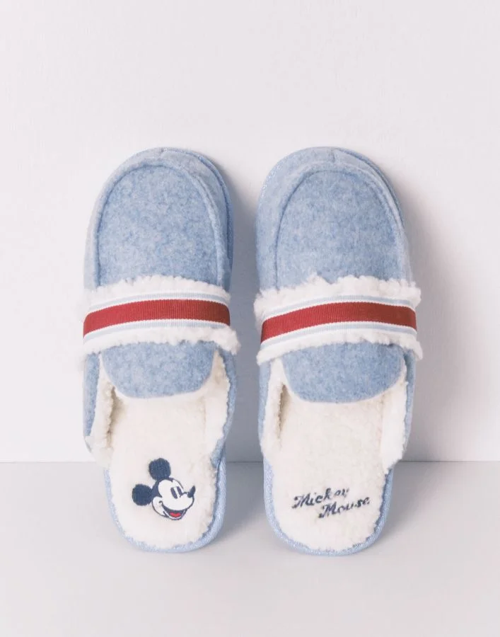 women'secret Blue Mickey Print Slippers