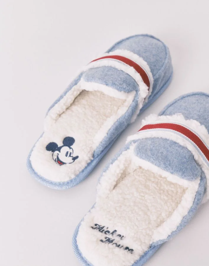 women'secret Blue Mickey Print Slippers