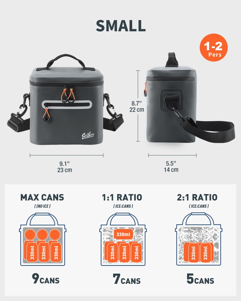 Sydioor Mini Lunch Cooler Bag, 7 Can Insulated Ice Chest Box for Men Women, Waterproof, Leak-Proof, Portable Lunch Box for Work, Beach, Drink, Travel, Camping, Picnic (Small, Dark Gray) - Image 4