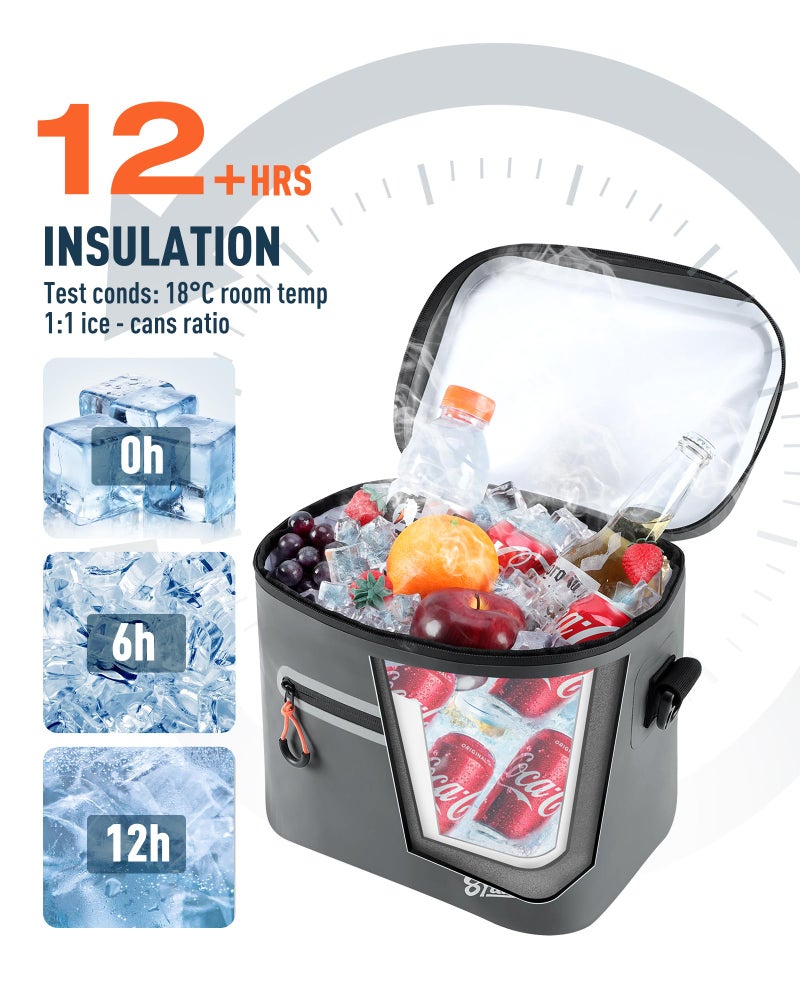 Sydioor Mini Lunch Cooler Bag, 7 Can Insulated Ice Chest Box for Men Women, Waterproof, Leak-Proof, Portable Lunch Box for Work, Beach, Drink, Travel, Camping, Picnic (Small, Dark Gray) - Image 2