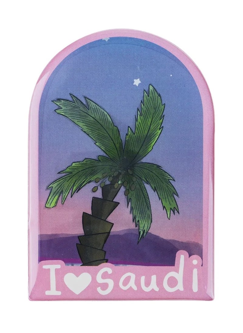 SHABABUNA x HNAK Fridge Magnet by Shababuna X Hnak, comes with a cultural design with the phrase “I Love Saudi” and inspired by Saudi landmarks | High Quality and Long Lasting | made in Saudi Arabia - DAR-1  - Image 1