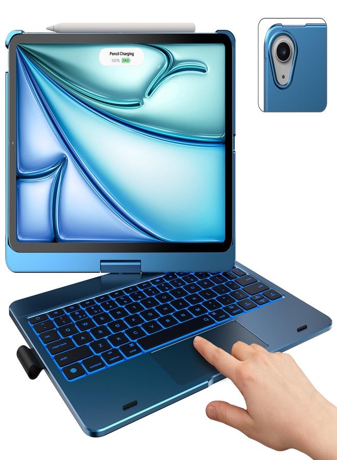 typecase غطاء لوحة مفاتيح Typecase Touch مع لوحة تتبع لجهاز iPad Air مقاس 11 بوصة (M3 2025 / M2 2024): قابل للدوران 360 درجة - إضاءة خلفية بـ 11 لونًا - لوحة مفاتيح لاسلكية مع حامل قلم لجهاز iPad Air من الجيل الخامس والرابع، لون توت العليق - Image 1