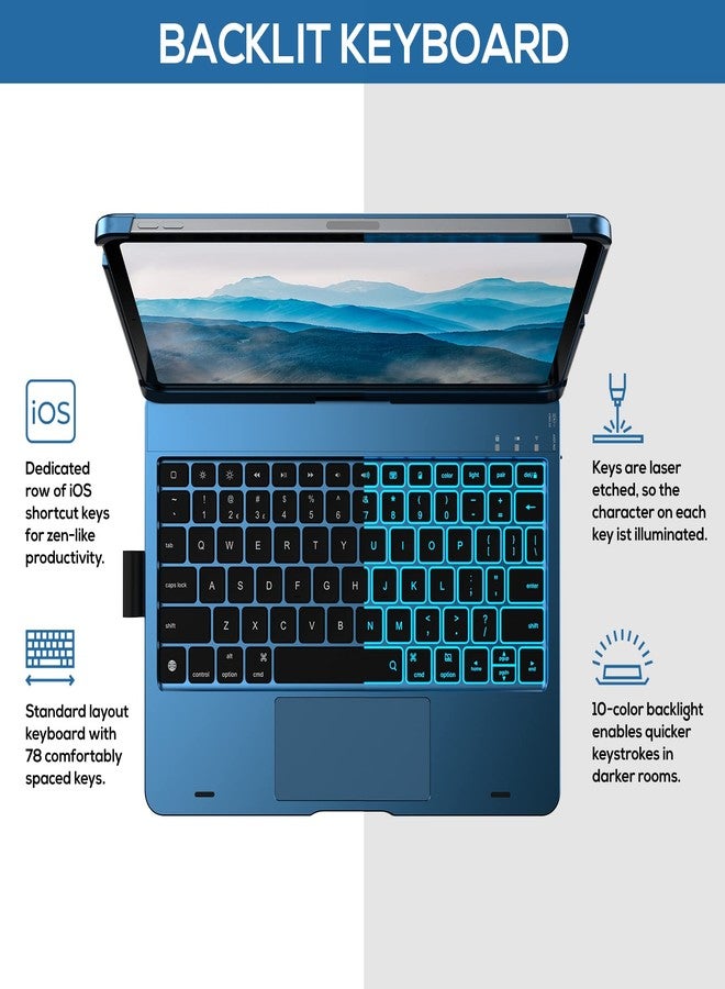 typecase غطاء لوحة مفاتيح Typecase Touch مع لوحة تتبع لجهاز iPad Air مقاس 11 بوصة (M3 2025 / M2 2024): قابل للدوران 360 درجة - إضاءة خلفية بـ 11 لونًا - لوحة مفاتيح لاسلكية مع حامل قلم لجهاز iPad Air من الجيل الخامس والرابع، لون توت العليق - Image 5