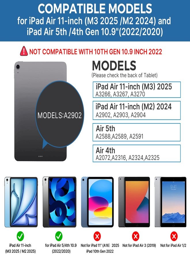 typecase غطاء لوحة مفاتيح Typecase Touch مع لوحة تتبع لجهاز iPad Air مقاس 11 بوصة (M3 2025 / M2 2024): قابل للدوران 360 درجة - إضاءة خلفية بـ 11 لونًا - لوحة مفاتيح لاسلكية مع حامل قلم لجهاز iPad Air من الجيل الخامس والرابع، لون توت العليق - Image 2