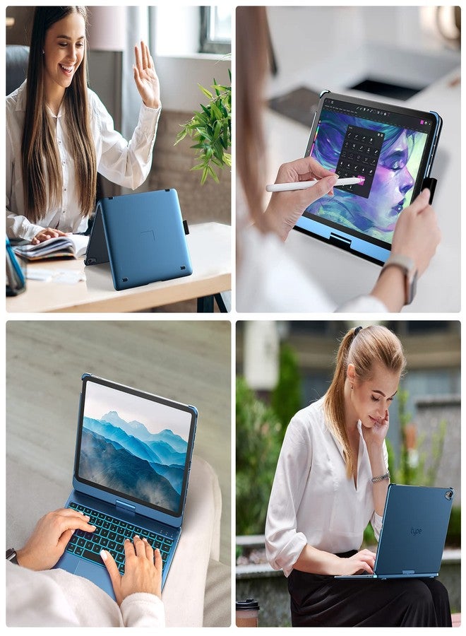 typecase غطاء لوحة مفاتيح Typecase Touch مع لوحة تتبع لجهاز iPad Air مقاس 11 بوصة (M3 2025 / M2 2024): قابل للدوران 360 درجة - إضاءة خلفية بـ 11 لونًا - لوحة مفاتيح لاسلكية مع حامل قلم لجهاز iPad Air من الجيل الخامس والرابع، لون توت العليق - Image 4