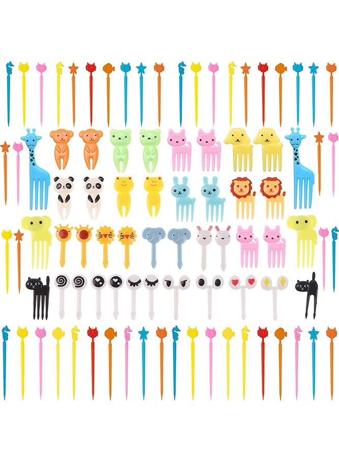 90-Piece Animal Food Fruit Forks for Kids Lunch Box Fruit Fork Mini Cute Cartoon Toothpick Plastic Sticks Bento Box Decor for Children Party Supplies  - Image 1