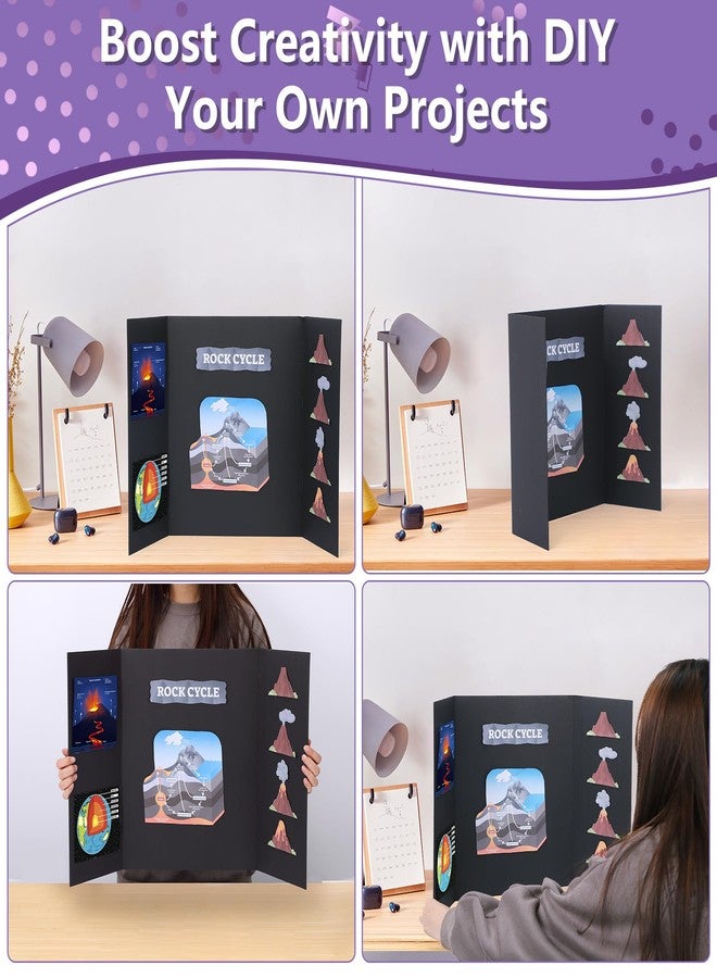 AKONEGE 3 Pack Medium Trifold Poster Board 26" x 16" Tri Fold Poster Boards Black Corrugated Cardboard Project Boards for Presentations, School Projects, Science Fair, Exhibition Event Display - Image 5