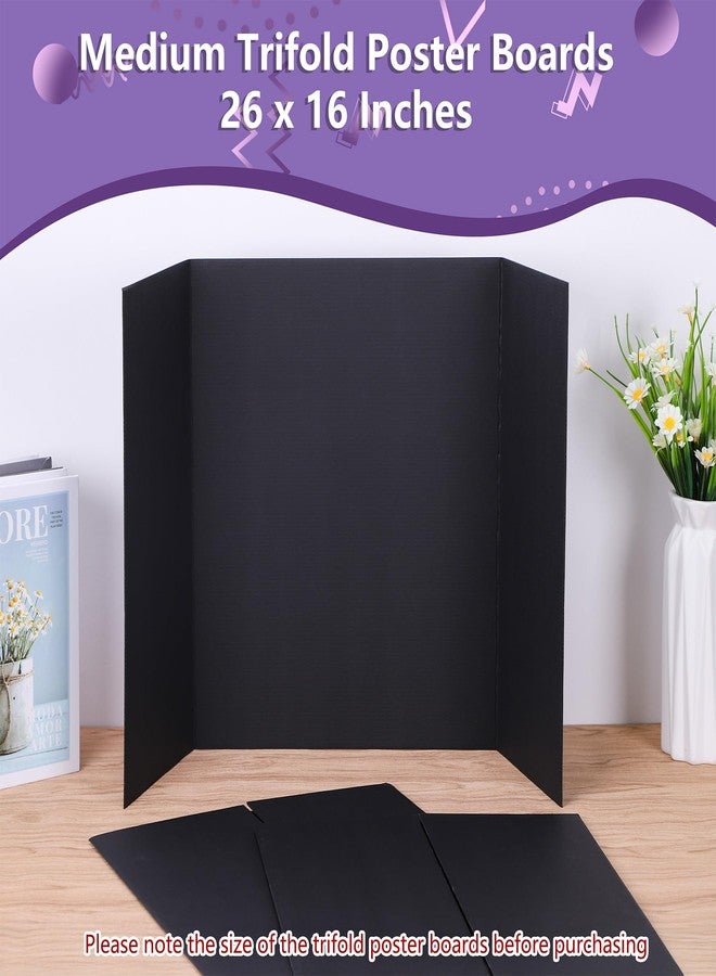 AKONEGE 3 Pack Medium Trifold Poster Board 26" x 16" Tri Fold Poster Boards Black Corrugated Cardboard Project Boards for Presentations, School Projects, Science Fair, Exhibition Event Display - Image 4