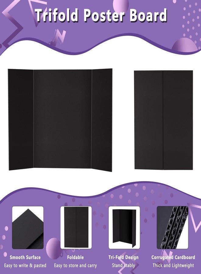 AKONEGE 3 Pack Medium Trifold Poster Board 26" x 16" Tri Fold Poster Boards Black Corrugated Cardboard Project Boards for Presentations, School Projects, Science Fair, Exhibition Event Display - Image 3