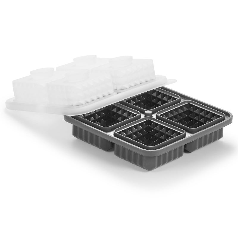 Nax Caki 3D Square Ice Cube Tray, Large Square Silicone Fun Shapes Whiskey Ice Mold with Funnel for Cocktails, Bourbon,Brandy, Whiskey Gifts for Men Black - Image 5