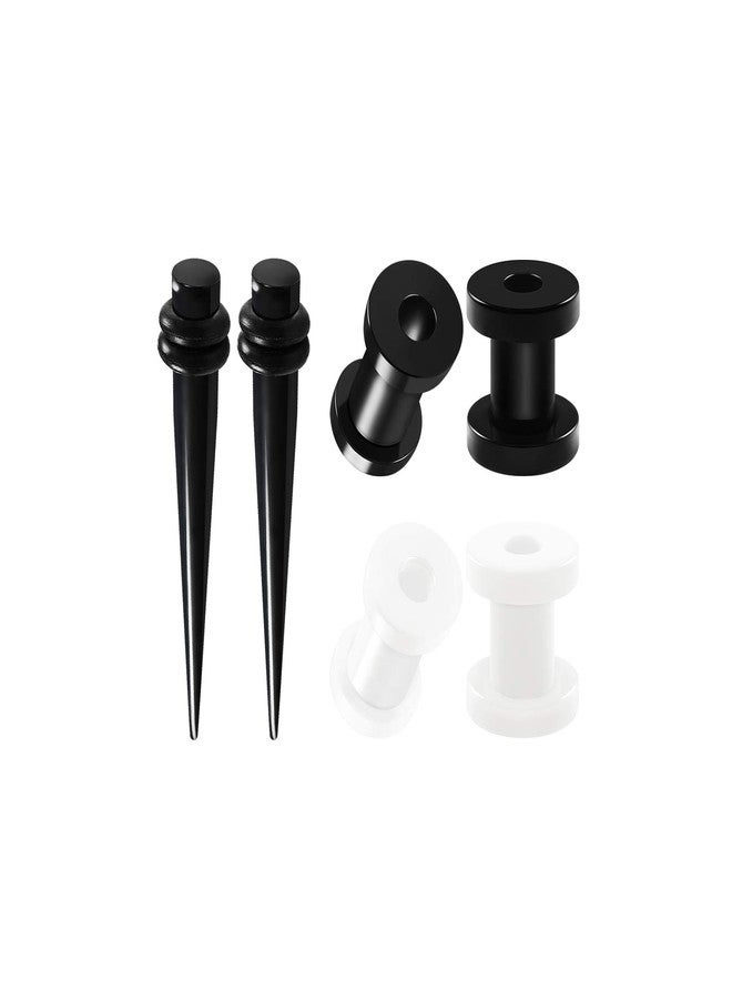 BIG GAUGES 3 Pairs Black Acrylic White 4g Gauge 5mm Taper Expander screw-fit flesh Tunnel Piercing Jewelry Stretcher Ear Plugs BG12670 - Image 1