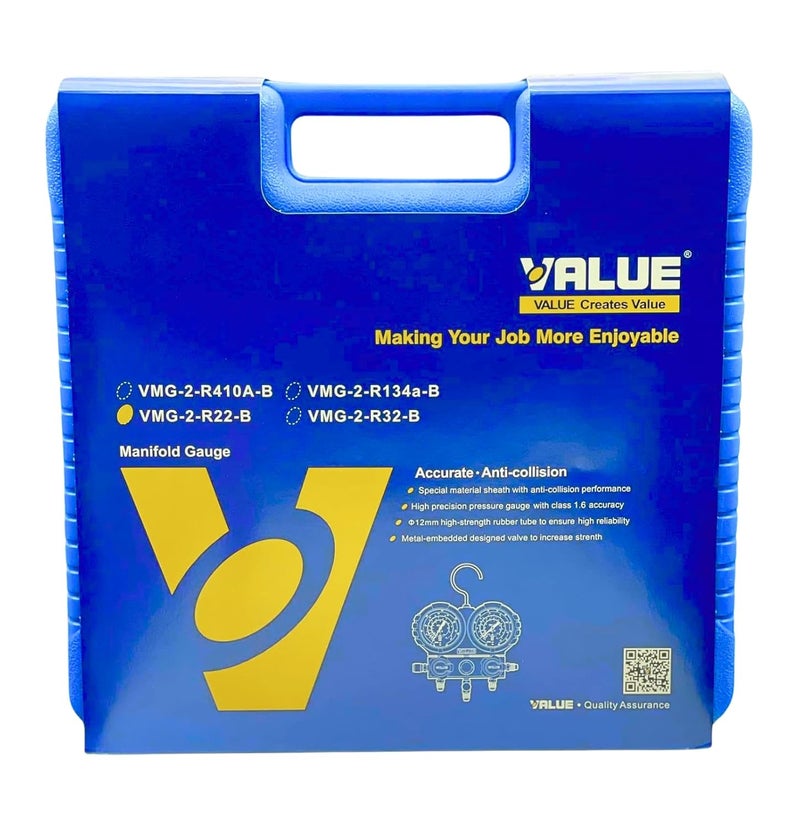 Double Gauge Manifold Gauge Value Set with Hoses for R-22 R-134 R404 Vlue - Image 2
