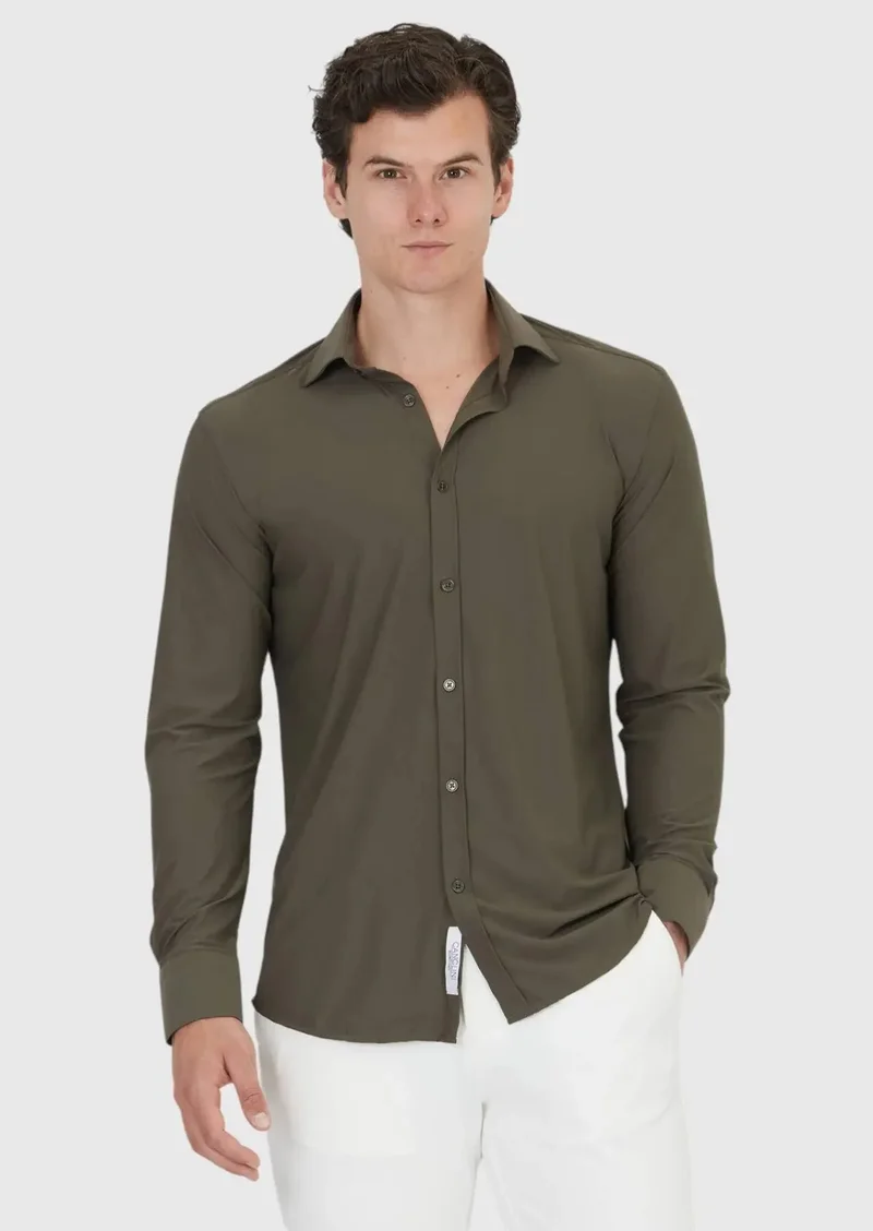 RAMSEY Khaki Plain Regular Fit Weaving Classical Shirt