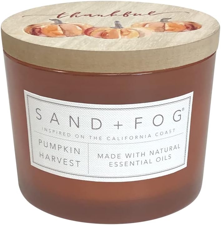 Sand + Fog Scented Candle - Pumpkin Harvest – Additional Scents and Sizes – 100% Cotton Lead-Free Wick - Luxury Air Freshening Jar Candles - Perfect Home Decor – 12oz - Image 1