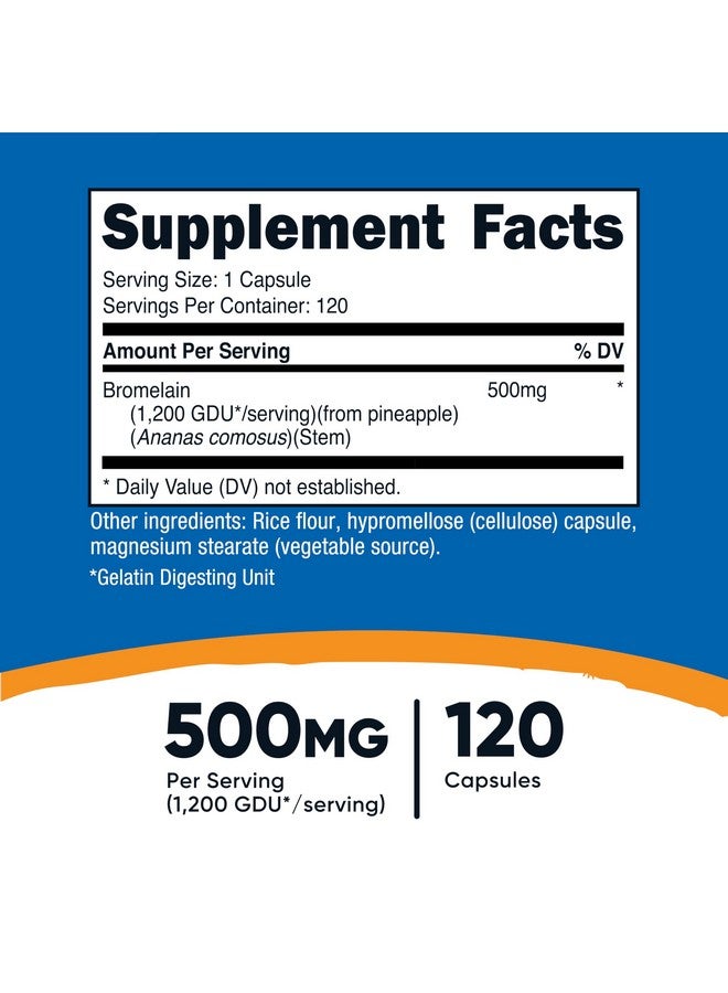 نيوتريكوست بروميلين ٥٠٠ ملغ، ١٢٠ كبسولة نباتية - بروميلين (١٢٠٠ وحدة دولية)، غير معدل وراثيًا، خالٍ من الغلوتين - Image 2