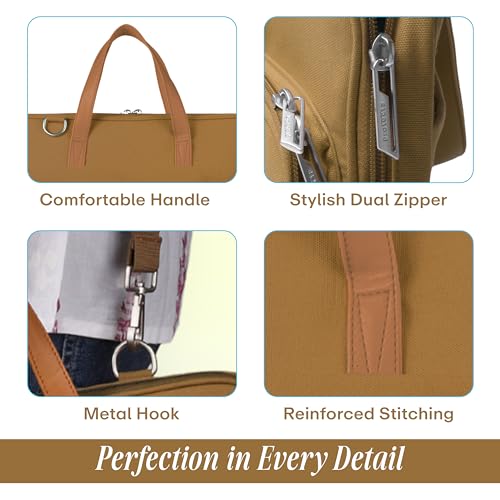 Protecta Windfall Office Laptop Bag for Men Women Durable 15.6 Inch Laptop Messenger Bag Water-Repellent Canvas Look Padded Laptop Sleeve Vibrant Colour Professional Comfortable Design MacBook Khaki - Image 2
