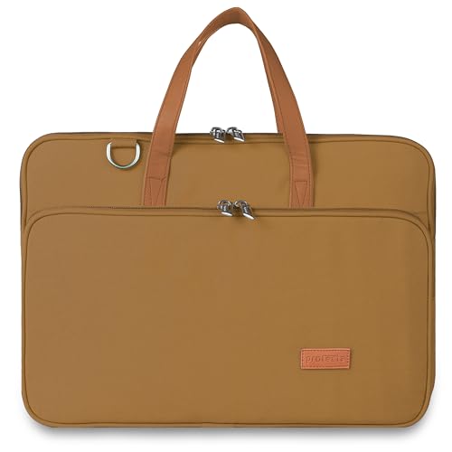 Protecta Windfall Office Laptop Bag for Men Women Durable 15.6 Inch Laptop Messenger Bag Water-Repellent Canvas Look Padded Laptop Sleeve Vibrant Colour Professional Comfortable Design MacBook Khaki - Image 1