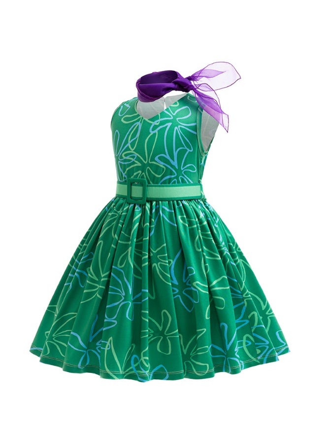 general Children's skirt Inside Out 2 cosplay Solid color sleeveless girls performance cosplay Dress - Image 2