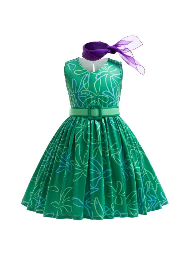 general Children's skirt Inside Out 2 cosplay Solid color sleeveless girls performance cosplay Dress - Image 1