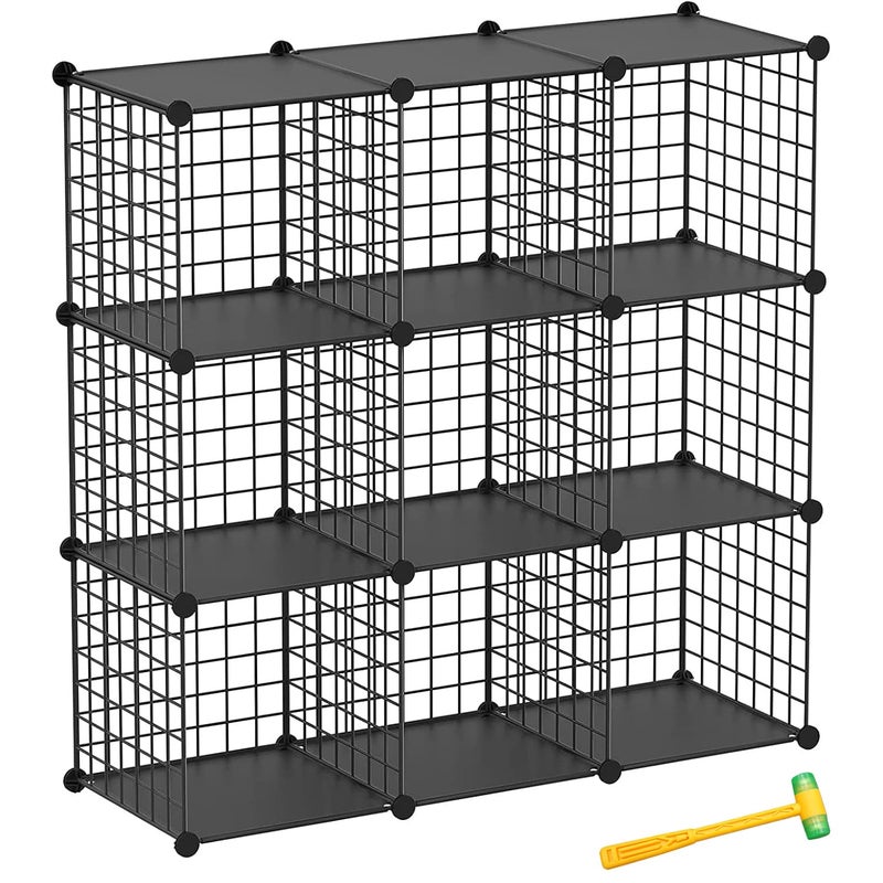 TUMUCUTE Wire Cube Storage Organizer 9Cube Metal Storage Shelves Bookshelf Stackable Modular Closet Organizer for Bedroom Living Room Office Storage Shelves
